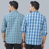 Combo of 2 Cotton Men Full Sleeves Checks Shirts Gray and Gray-46975