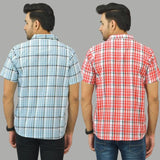 Combo of 2 Men Cotton Checks Shirts Yellow and Green