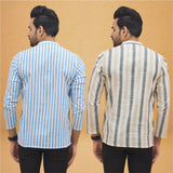 Combo of 2 Men Stripe Cotton Handloom Kurta