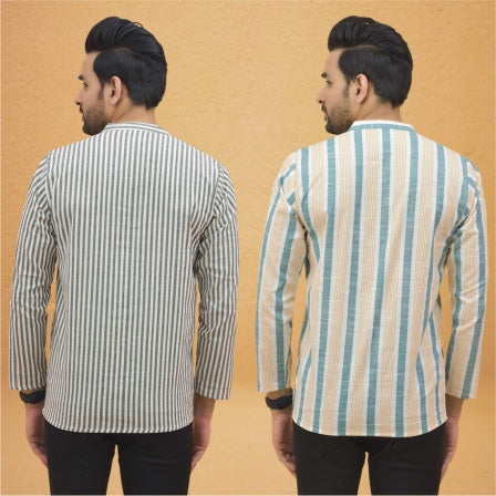 combo of 2 Men Stripe Cotton Handloom Kurta
