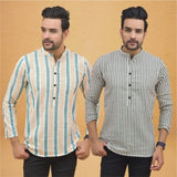 combo of 2 Men Stripe Cotton Handloom Kurta