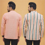 Combo of 2 Men Stripe Cotton Handloom Kurta