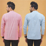 Combo of 2 Men Stripe Cotton Handloom Kurta