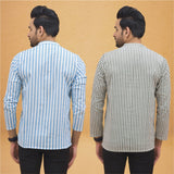 Combo of 2 Men Stripe Cotton Handloom Kurta