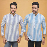 Combo of 2 Men Stripe Cotton Handloom Kurta