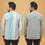 Combo of 2 Men Stripe Cotton Handloom Kurta White White