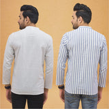 Combo of 2 Men Stripe Cotton Handloom Kurta