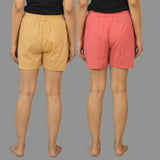 Combo of 2 Peach and Beige Women Shorts