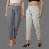 Combo of 2 Women Gray Light Gray Cotton Trouser Pant