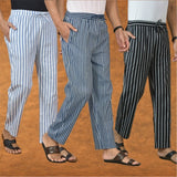 COMBO OF 3 MEN STRIPE COTTON HANDLOOM PANT BLUE BLACK AND BLUE