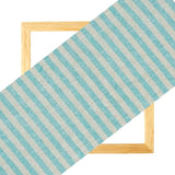 Cyan Beige Stripe Handloom Cotton Fabric