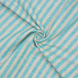 Cyan Beige Stripe Handloom Cotton Fabric