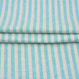Cyan Beige Stripe Handloom Cotton Fabric
