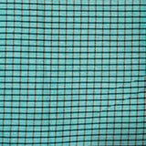 Cyan Black Checks Cotton Handloom Fabric