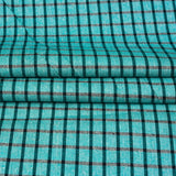 Cyan Black Checks Cotton Handloom Fabric
