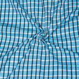 Denim Blue White Checks Cotton Handloom Fabric