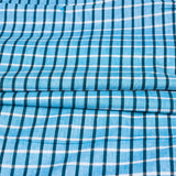 Denim Blue White Checks Cotton Handloom Fabric