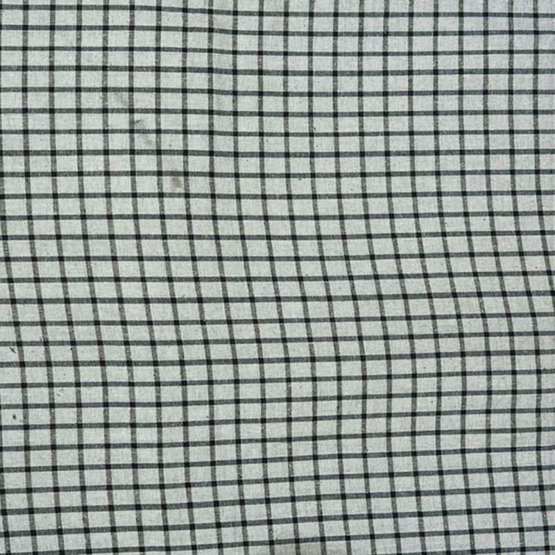 Gray Black Checks Cotton Handloom Fabric