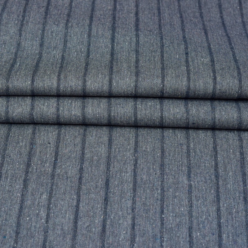 Gray Black Stripe Cotton Handloom Fabric