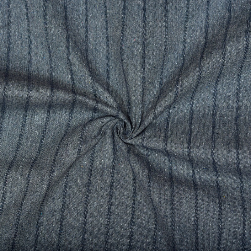 Gray Black Stripe Cotton Handloom Fabric
