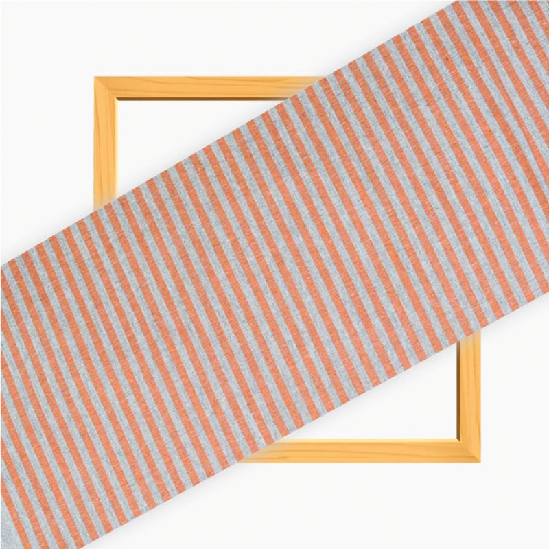 Gray Peach Stripe Cotton Handloom Fabric
