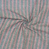 Gray Pink Stripe Handloom Cotton Fabric