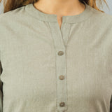 Gray Solid Cotton Women Top-10369