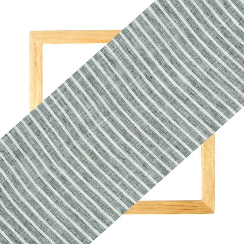 Gray White Stripe Handloom Cotton Fabric