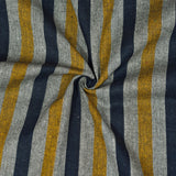 Gray Yellow and Black Stripe Cotton Handloom Fabric-