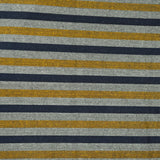 Gray Yellow and Black Stripe Cotton Handloom Fabric-