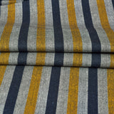 Gray Yellow and Black Stripe Cotton Handloom Fabric-
