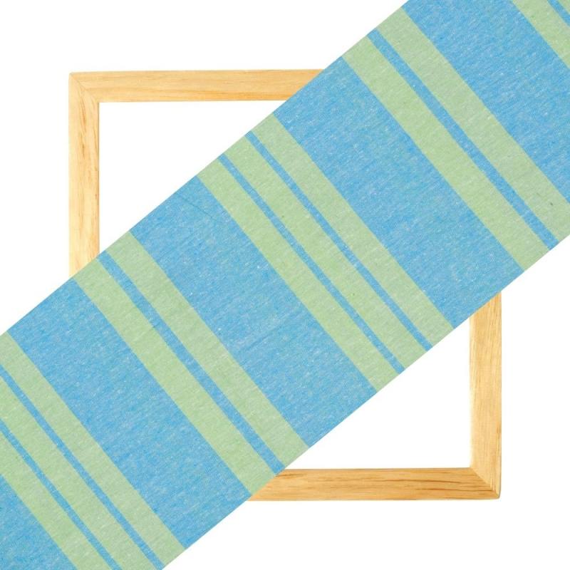Green Blue Stripe Handloom Cotton Fabric
