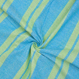 Green Blue Stripe Handloom Cotton Fabric