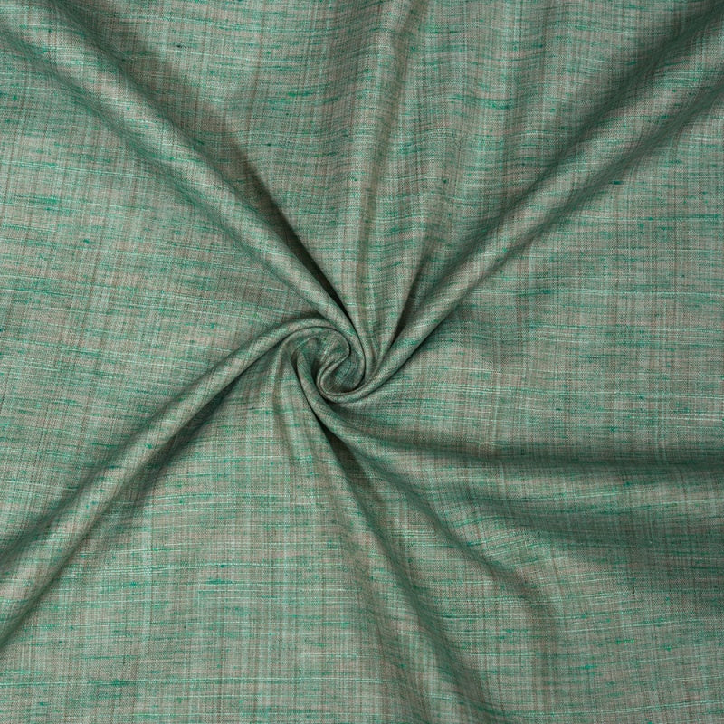 Green Blue Texture Cotton Handloom Fabric