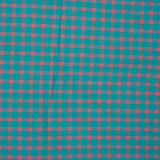 Green Pink Triple Line Checks Cotton Handloom Fabric