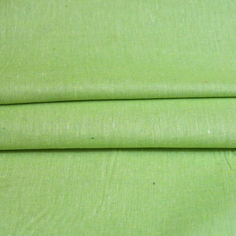 Green Solid Cotton Handloom Fabric