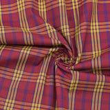 Maroon and Yellow Check Handloom Cotton Fabric
