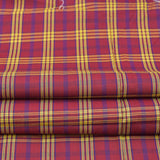 Maroon and Yellow Check Handloom Cotton Fabric
