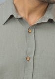 Mens Gray Solid Cotton Shirt