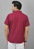 Mens Wine Solid Cotton Shirt