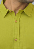 Mens Olive Green Solid Cotton Shirt