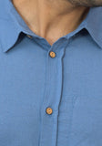 Mens Sky Blue Solid Cotton Shirt