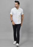 Mens White Solid Cotton Shirt