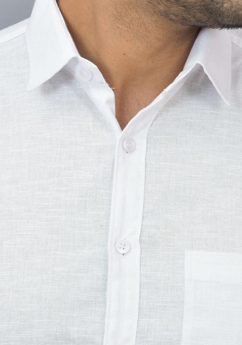 Mens White Solid Cotton Shirt