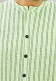 MINT GREEN BLACK STRIPE COTTON HANDLOOM CORD SET-25690