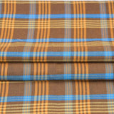 Mustard and Blue Check Handloom Cotton Fabric