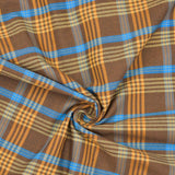 Mustard and Blue Check Handloom Cotton Fabric