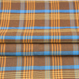 Mustard and Blue Check Handloom Cotton Fabric