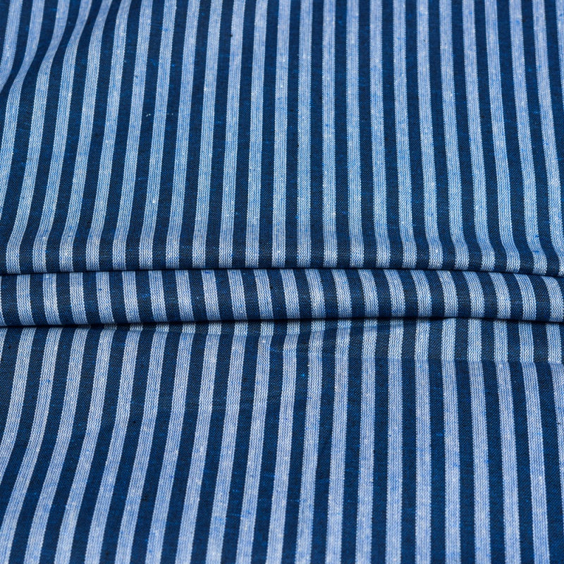 Navy Blue Blue Stripe Cotton Handloom Fabric
