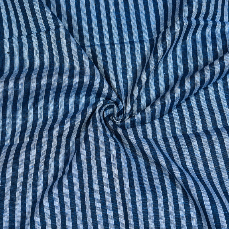 Navy Blue Blue Stripe Cotton Handloom Fabric